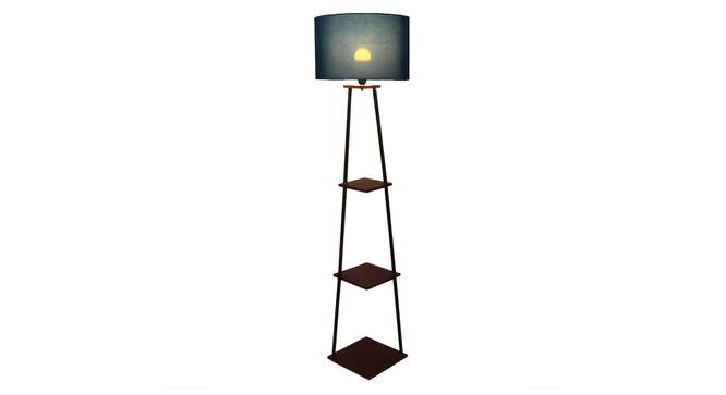 Rosemary Blue Cotton Floor Lamp with Solid Wood (Brown) by Urban Ladder - Design 1 Side View - 712147