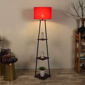 Floor Lamps In Chennai Design Reed Red Cotton Floor Lamp with Solid Wood (Brown)
