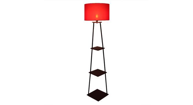 Reed Red Cotton Floor Lamp with Solid Wood (Brown) by Urban Ladder - Design 1 Side View - 712244