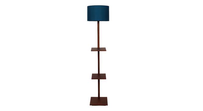 Jay Blue Cotton Floor Lamp with Solid Wood (Brown) by Urban Ladder - Front View Design 1 - 712300