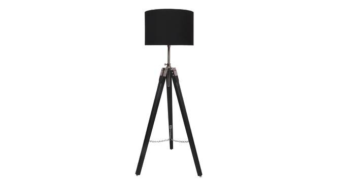 Emerald Black Cotton Floor Lamp with Solid Wood (Black) by Urban Ladder - Front View Design 1 - 712306