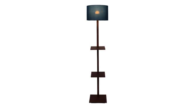 Jay Blue Cotton Floor Lamp with Solid Wood (Brown) by Urban Ladder - Design 1 Side View - 712328