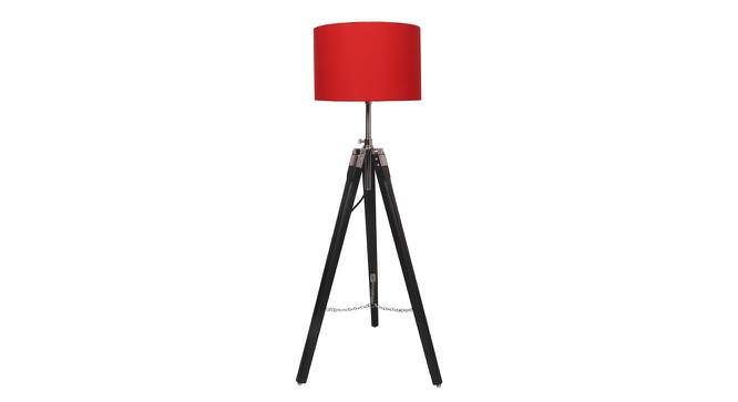 Crystal Red Cotton Floor Lamp with Solid Wood (Black) by Urban Ladder - Front View Design 1 - 712423