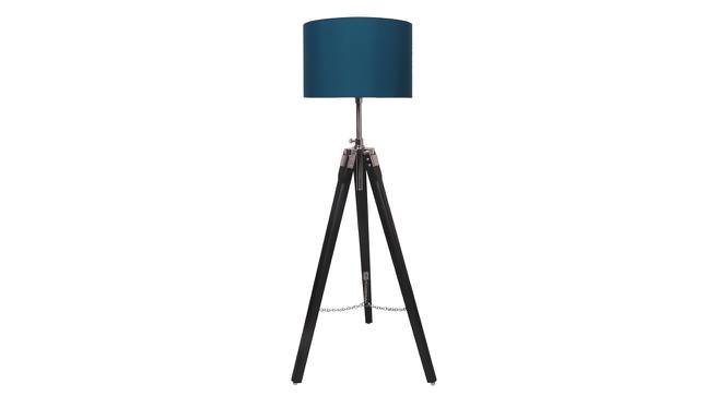 Jewel Blue Cotton Floor Lamp with Solid Wood (Black) by Urban Ladder - Front View Design 1 - 712424