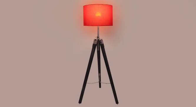 Crystal Red Cotton Floor Lamp with Solid Wood (Black) by Urban Ladder - Design 1 Side View - 712442