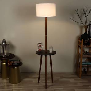 Ocean White Cotton Floor Lamp with Solid Wood-image-5