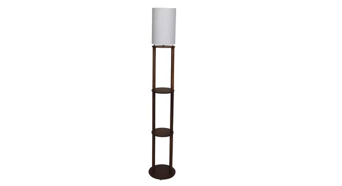 Magner White Cotton Floor Lamp with Solid Wood (Brown) by Urban Ladder - Front View Design 1 - 712499