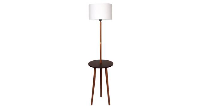 Ocean White Cotton Floor Lamp with Solid Wood (Brown) by Urban Ladder - Front View Design 1 - 712508