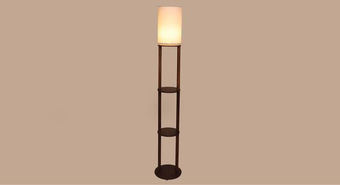 Magner White Cotton Floor Lamp with Solid Wood (Brown) by Urban Ladder - Design 1 Side View - 712510