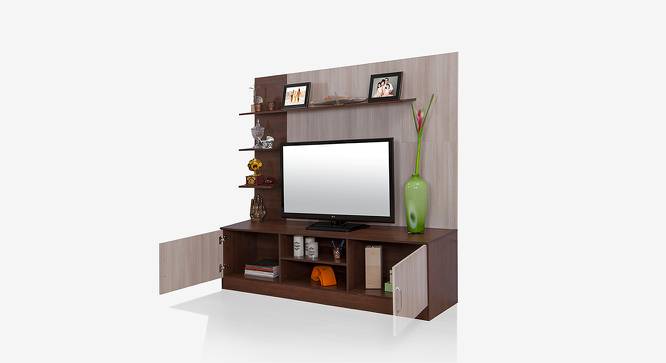 Arcadia Engineered Wood TV Entertainment Unit (Finish Color - White & Walnut, Knock Down) (Melamine Finish) by Urban Ladder - Front View Design 1 - 712722