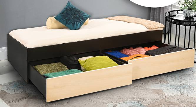 George Engineered Wood Single Drawer Bed (White and wenge) (Single Bed Size, Wenge & White Finish) by Urban Ladder - Design 1 Side View - 712727