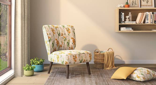 Grace Accent Chair (Mustard Florals) by Urban Ladder - Front View - 