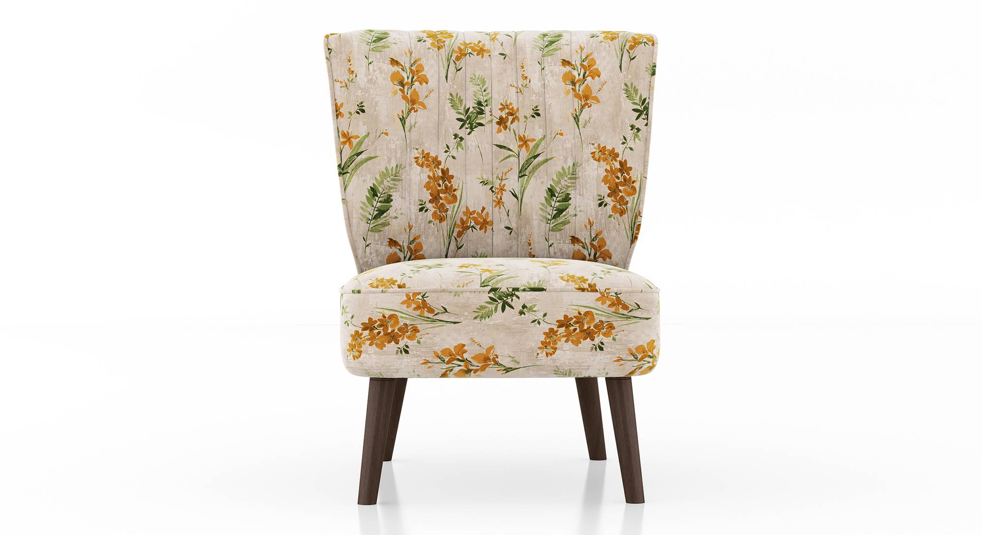 Grace Lounge Chair in Mustard Florals Fabric - Urban Ladder