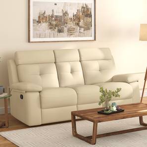 Recliners Design Raphael Leatherette Three Seater Manual Recliner in Off White Colour