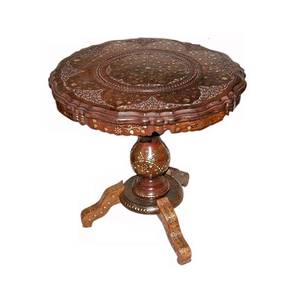 Folding Table Design Round Solid Wood Coffee Table in Glossy Finish