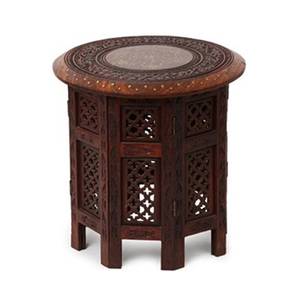 Folding Table Design Round Solid Wood Coffee Table in Glossy Finish