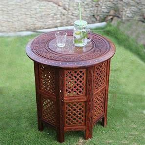new shilpi handicrafts Round Solid Wood Coffee Table in Glossy Finish-picture-16