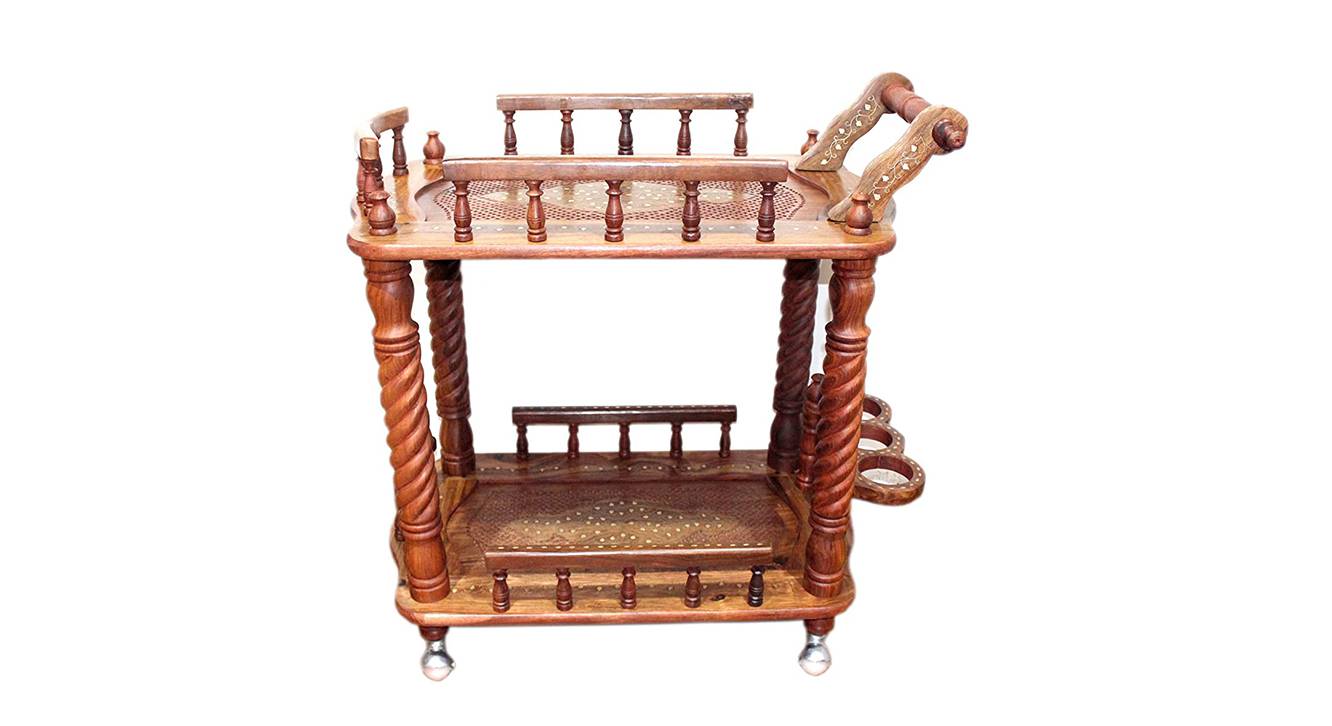 Solid Wood Free Standing Bar in Glossy Finish Urban Ladder