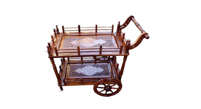 shilpi sheesham wood standard handmade wheel decor service trolley/ bar trolley-NSHCTROL01 (Glossy Finish) by Urban Ladder - Design 1 Side View - 713357