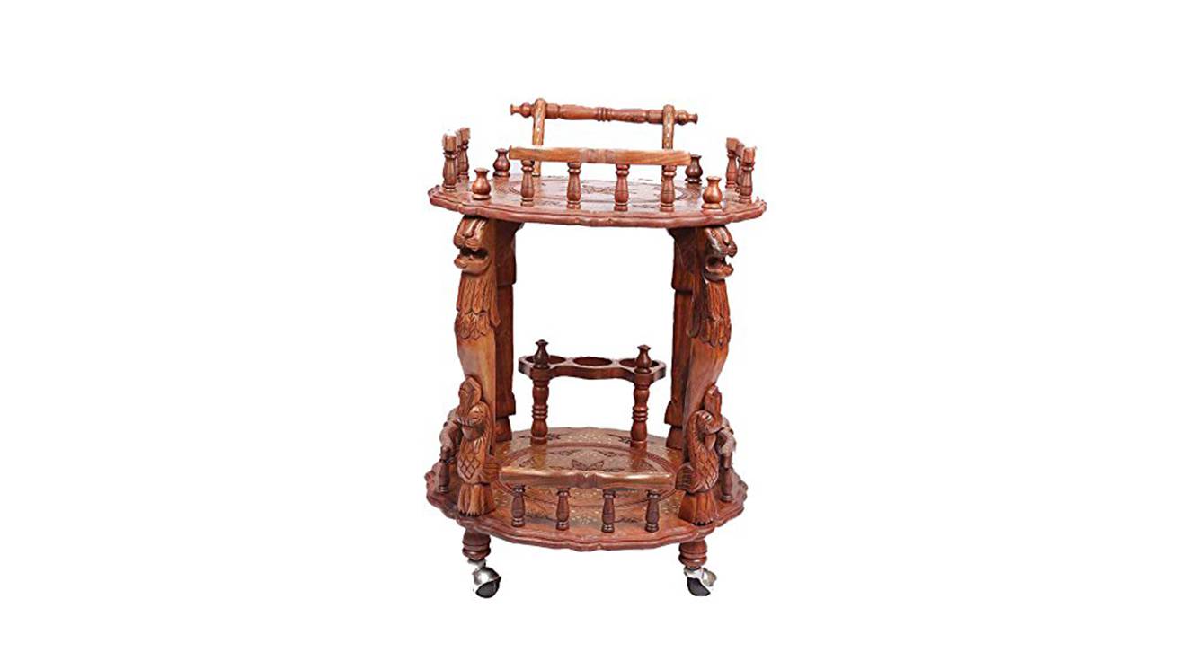 Solid Wood Free Standing Bar in Glossy Finish Urban Ladder