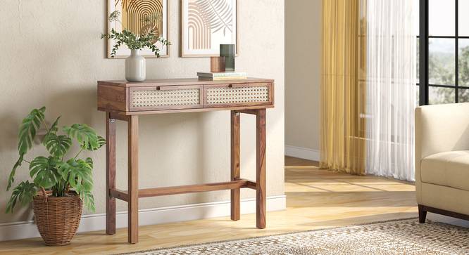 Trai Console Table -Finish - Teak (Teak Finish) by Urban Ladder - Front View - 