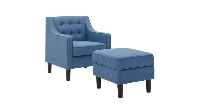 Pearson Accent Chair With Ottoman Blue (Blue, Black Finish) by Urban Ladder - Front View Design 1 - 713506