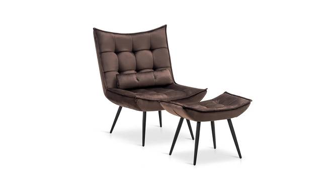 Elroy Accent Chair With Ottoman Brown (Brown, Black Finish) by Urban Ladder - Front View Design 1 - 713515
