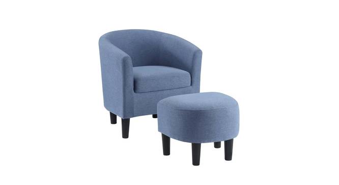 Pitts Accent Chair With Ottoman Blue (Blue, Black Finish) by Urban Ladder - Front View Design 1 - 713518