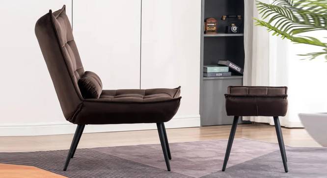 Elroy Accent Chair With Ottoman Brown (Brown, Black Finish) by Urban Ladder - Design 1 Side View - 713530
