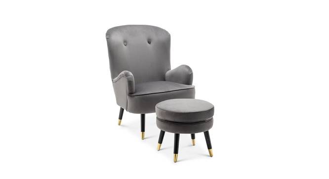 Epperly Chair With Ottoman Grey (Grey, Black Finish) by Urban Ladder - Front View Design 1 - 713592