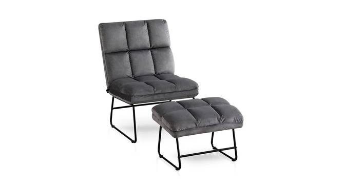 Hiltonia Chair With Ottoman Grey (Grey, Black Finish) by Urban Ladder - Front View Design 1 - 713594