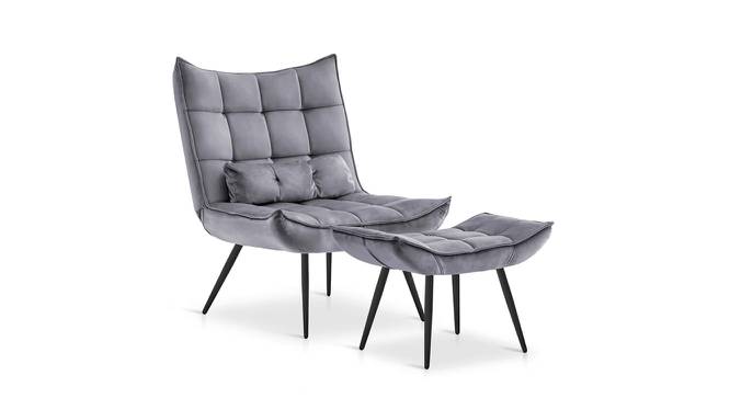 Elroy Accent Chair With Ottoman Grey (Grey, Black Finish) by Urban Ladder - Front View Design 1 - 713598