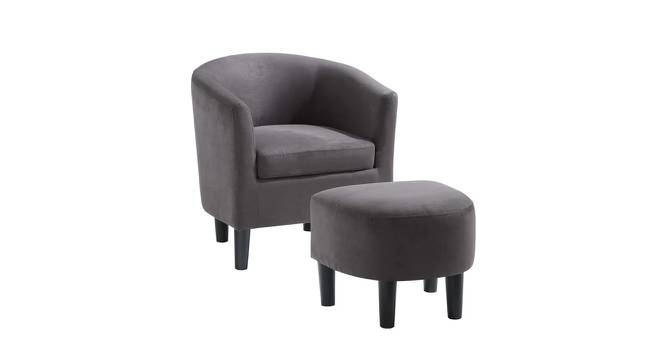 Pitts Accent Chair With Ottoman Grey (Grey, Black Finish) by Urban Ladder - Front View Design 1 - 713603