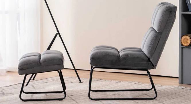 Hiltonia Chair With Ottoman Grey (Grey, Black Finish) by Urban Ladder - Design 1 Side View - 713613