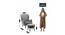 Epperly Chair With Ottoman Grey (Grey, Black Finish) by Urban Ladder - Design 1 Dimension - 713647