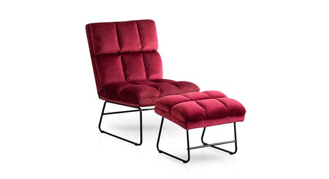 Hiltonia Chair With Ottoman Red (Red, Black Finish) by Urban Ladder - Front View Design 1 - 713685