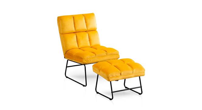Hiltonia Chair With Ottoman Yellow (Yellow, Black Finish) by Urban Ladder - Front View Design 1 - 713686