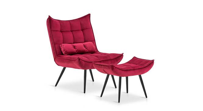 Elroy Accent Chair With Ottoman Red (Red, Black Finish) by Urban Ladder - Front View Design 1 - 713688