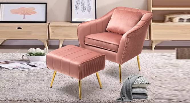 Greggs Accent Chair Pink (Pink, Gold Finish) by Urban Ladder - Front View Design 1 - 713697