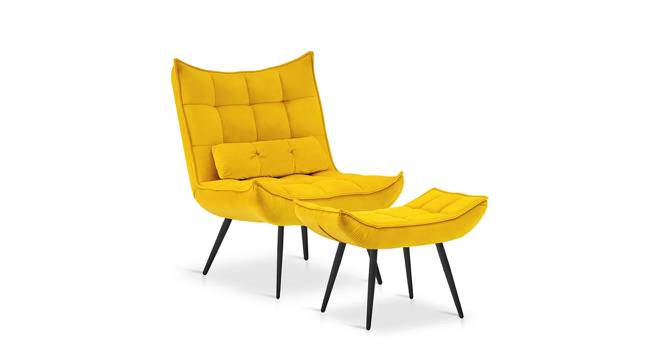 Elroy Accent Chair With Ottoman Yellow (Yellow, Black Finish) by Urban Ladder - Front View Design 1 - 713713