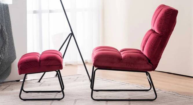 Hiltonia Chair With Ottoman Red (Red, Black Finish) by Urban Ladder - Design 1 Side View - 713714