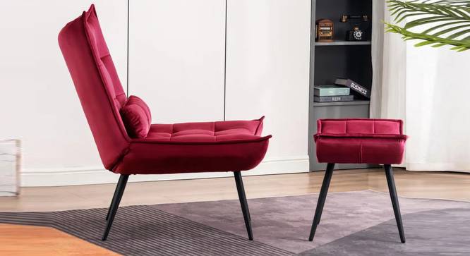 Elroy Accent Chair With Ottoman Red (Red, Black Finish) by Urban Ladder - Design 1 Side View - 713719