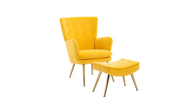 Wilbar Accent Chair With Ottoman Yellow (Yellow, Gold Finish) by Urban Ladder - Front View Design 1 - 713720