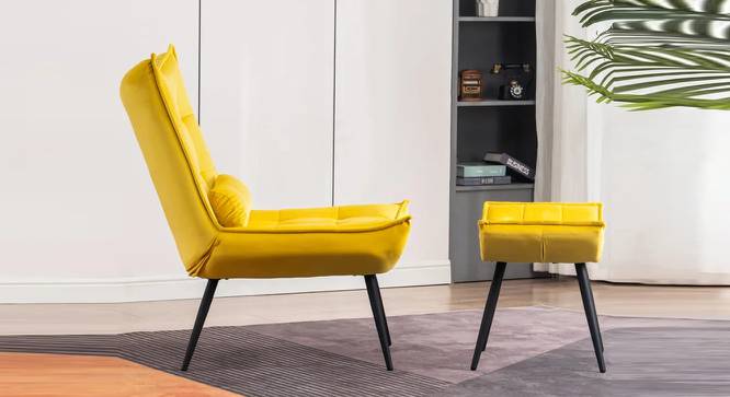 Elroy Accent Chair With Ottoman Yellow (Yellow, Black Finish) by Urban Ladder - Design 1 Side View - 713730
