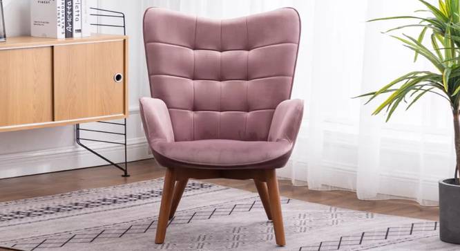 Embra Accent Chair With Ottoman Pink (Pink, Natural Finish) by Urban Ladder - Design 1 Side View - 713736