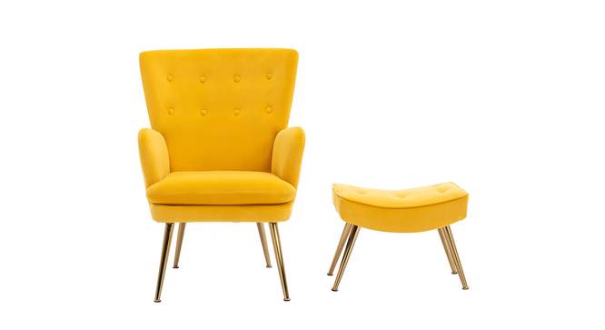 Wilbar Accent Chair With Ottoman Yellow (Yellow, Gold Finish) by Urban Ladder - Design 1 Side View - 713737