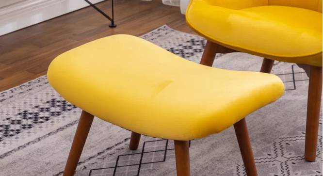 Embra Accent Chair With Ottoman Yellow (Yellow, Natural Finish) by Urban Ladder - Design 1 Side View - 713739