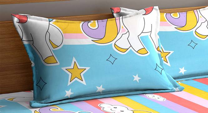 Cruz 1 Double Bedsheet Set in Book Fold Packing Bedsheet + 2 pillow covers - Multicolor (Double Size, Multicoloured) by Urban Ladder - Design 1 Side View - 714790