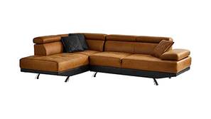 Aldaro Sectional Leatherette Sofa (Tan-Black)