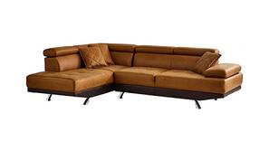 Aldaro Sectional Leatherette Sofa (Tan-Brown)